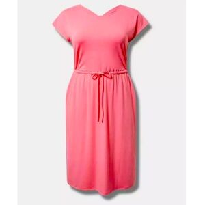 NWT torrid plus size 3 Midi Jersey Cross Back Slit Dress with pockets pink